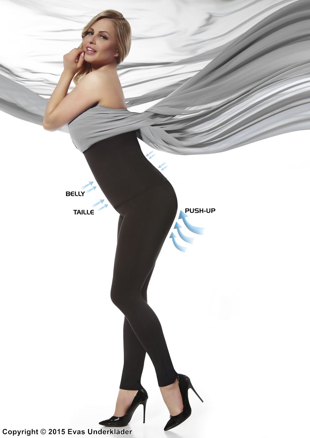 Shaping leggings, very high waist, waist and belly control, buttocks push-up